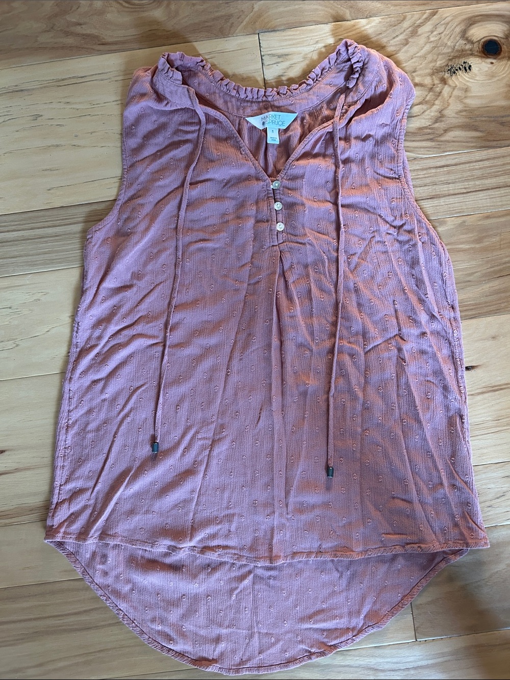 Market & Spruce Dusty Rose Sleeveless Henley Camisole